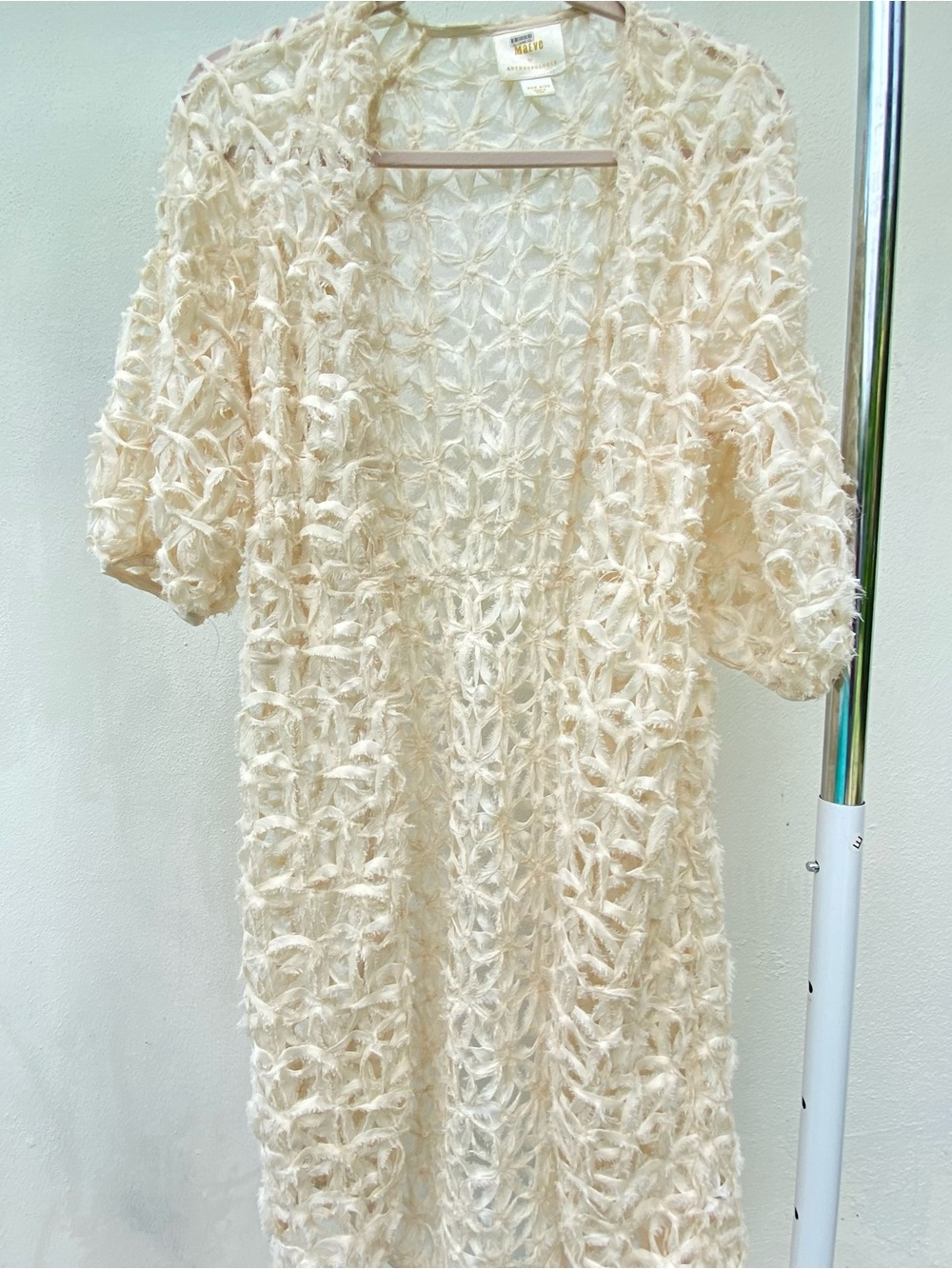 Anthropologie Maeve Cream Textured Cardigan One Size